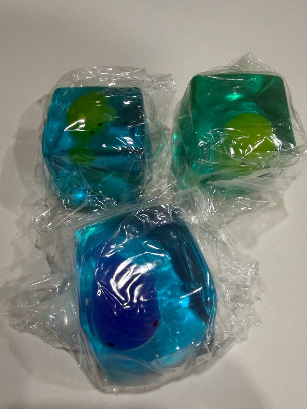 Blue and Teal Decorative Gel Cubes - Set of 3
